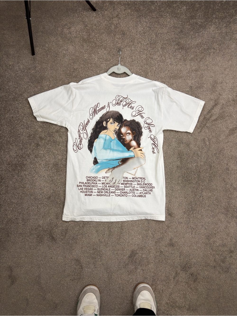 Drake White Graphic Short Sleeve Tee with Multicolor Back Print